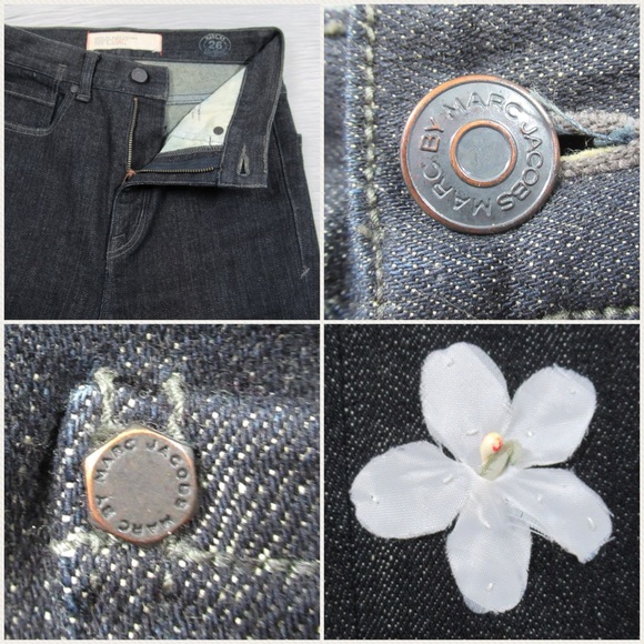 MARC JACOBS Dark Wash Customized Floral Appliqué Bootcut Jeans Women’s Size 26 - Picture 10 of 14